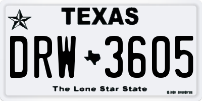 TX license plate DRW3605