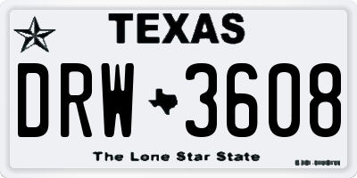TX license plate DRW3608