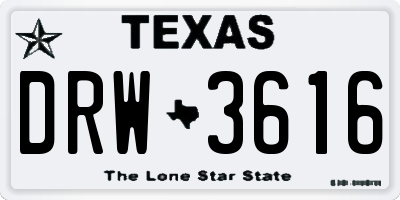 TX license plate DRW3616