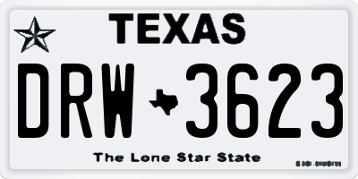 TX license plate DRW3623