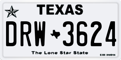 TX license plate DRW3624