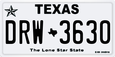 TX license plate DRW3630