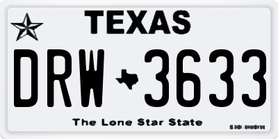 TX license plate DRW3633