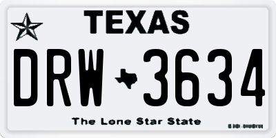 TX license plate DRW3634