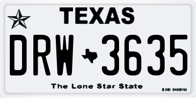 TX license plate DRW3635