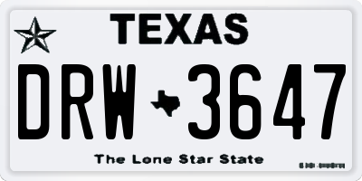 TX license plate DRW3647