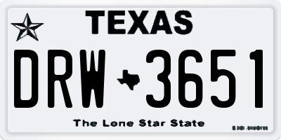 TX license plate DRW3651