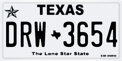 TX license plate DRW3654