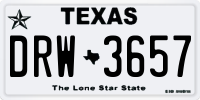 TX license plate DRW3657