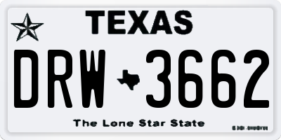TX license plate DRW3662