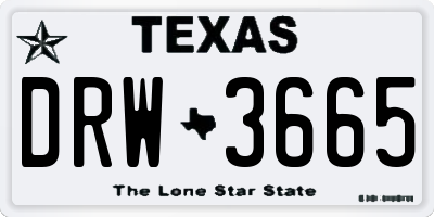 TX license plate DRW3665
