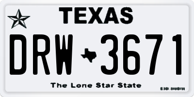 TX license plate DRW3671