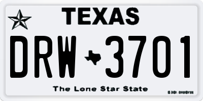 TX license plate DRW3701