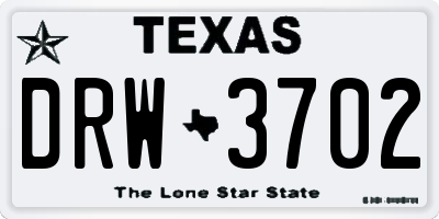 TX license plate DRW3702
