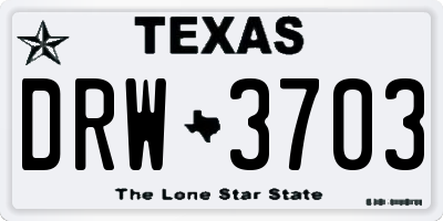 TX license plate DRW3703
