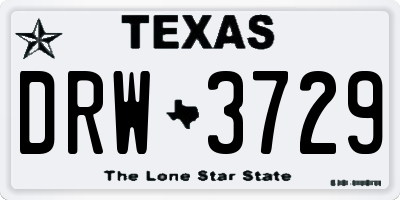 TX license plate DRW3729