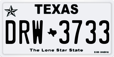 TX license plate DRW3733