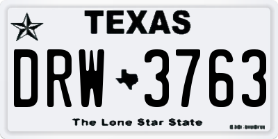 TX license plate DRW3763