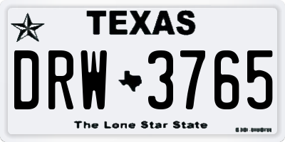 TX license plate DRW3765