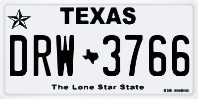 TX license plate DRW3766