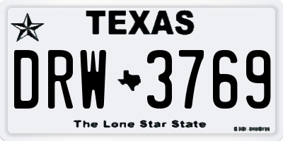 TX license plate DRW3769