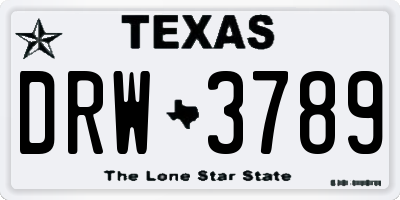 TX license plate DRW3789