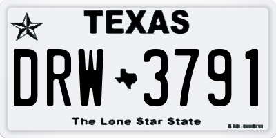 TX license plate DRW3791