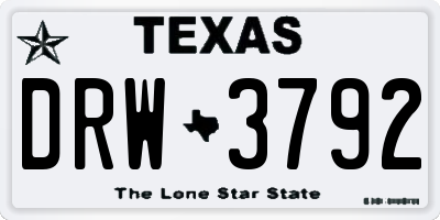 TX license plate DRW3792