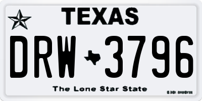 TX license plate DRW3796