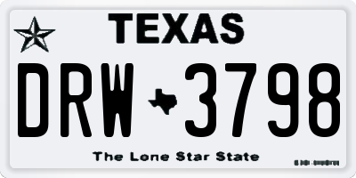 TX license plate DRW3798