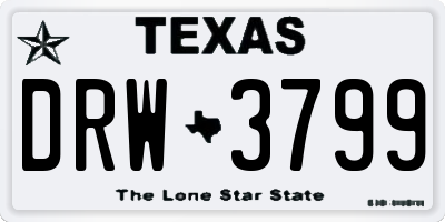 TX license plate DRW3799