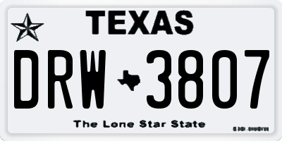 TX license plate DRW3807