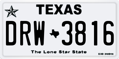 TX license plate DRW3816