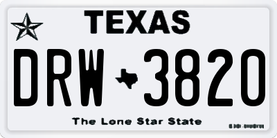TX license plate DRW3820