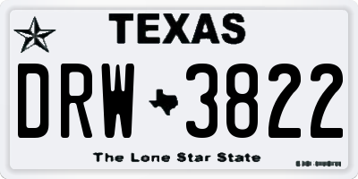 TX license plate DRW3822