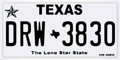 TX license plate DRW3830