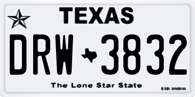 TX license plate DRW3832