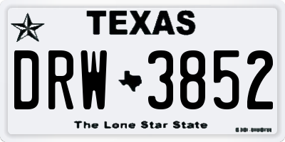TX license plate DRW3852