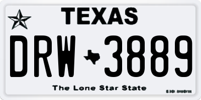 TX license plate DRW3889