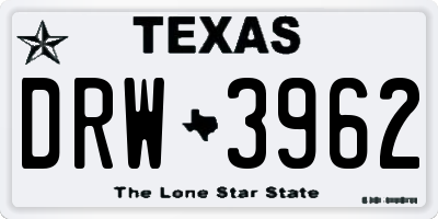 TX license plate DRW3962