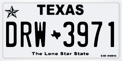 TX license plate DRW3971