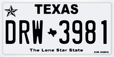 TX license plate DRW3981