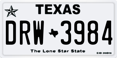 TX license plate DRW3984