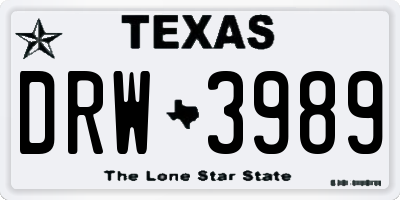 TX license plate DRW3989