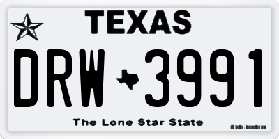 TX license plate DRW3991