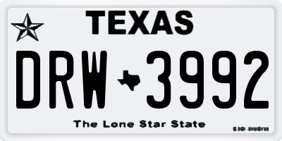 TX license plate DRW3992