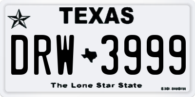 TX license plate DRW3999