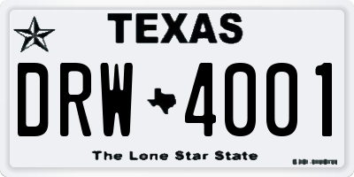 TX license plate DRW4001