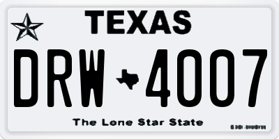 TX license plate DRW4007
