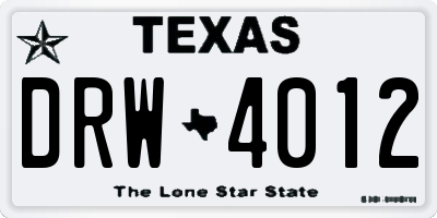 TX license plate DRW4012
